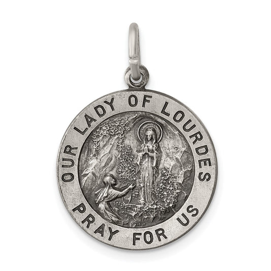 Sterling Silver Antiqued Our Lady of Lourdes Medal QC5584