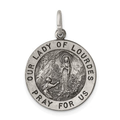 Sterling Silver Antiqued Our Lady of Lourdes Medal QC5584