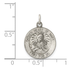 Sterling Silver Antiqued Sacred Heart of Mary Medal QC5585