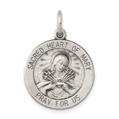 Sterling Silver Antiqued Sacred Heart of Mary Medal QC5586