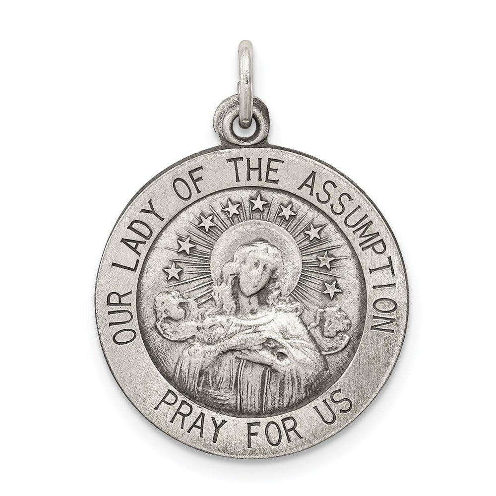 Sterling Silver Antiqued Our Lady of the Assumption Medal QC5587