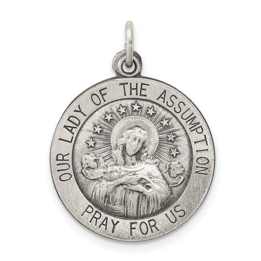 Sterling Silver Antiqued Our Lady of the Assumption Medal QC5587