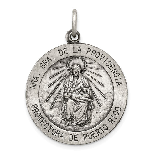 Sterling Silver Antiqued De La Providencia Medal QC5589