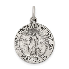 Sterling Silver Antiqued Blessed Mother Medal QC5591