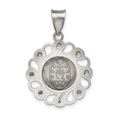 Sterling Silver & CZ Antiqued Blessed Mother Pendant QC5592