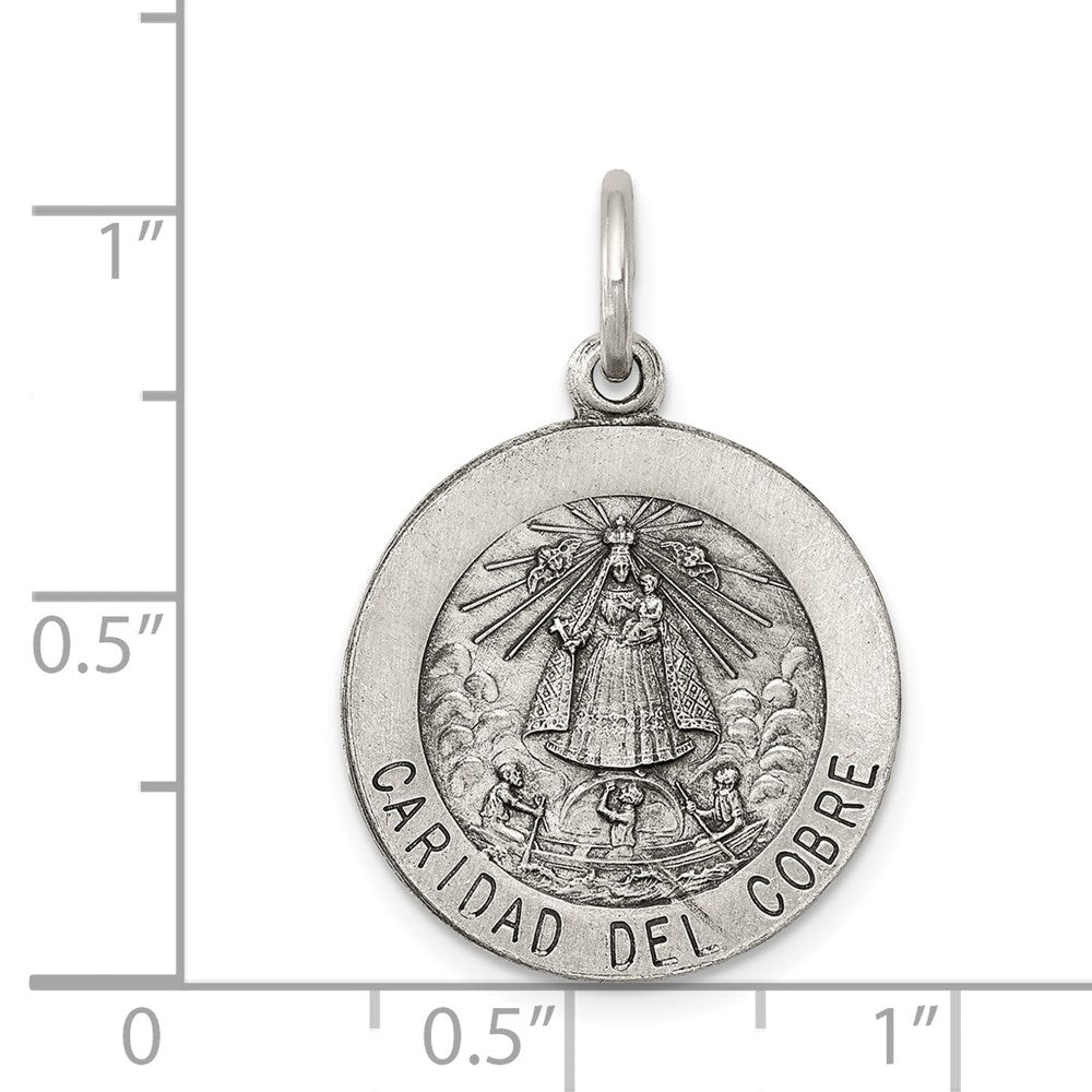 Sterling Silver Antiqued Caridad del Cobre Medal QC5593