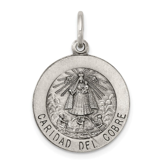 Sterling Silver Antiqued Caridad del Cobre Medal QC5593