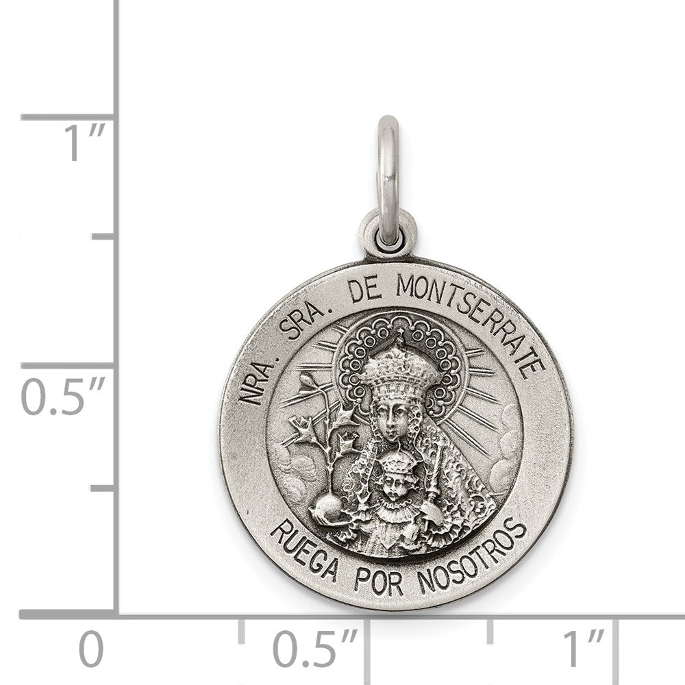 Sterling Silver Antiqued Lady Of Montserrate Medal QC5594