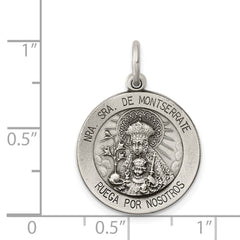 Sterling Silver Antiqued Lady Of Montserrate Medal QC5594