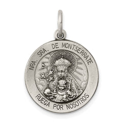 Sterling Silver Antiqued Lady Of Montserrate Medal QC5594