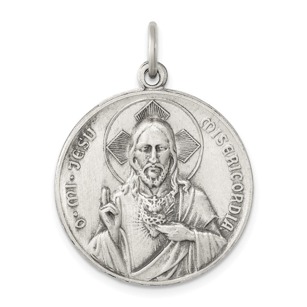 Sterling Silver Antiqued Our Lady of the Holy Scapular Medal QC5595