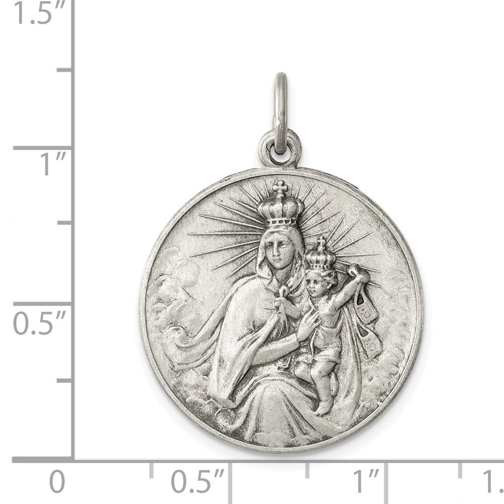 Sterling Silver Antiqued Our Lady of the Holy Scapular Medal QC5595