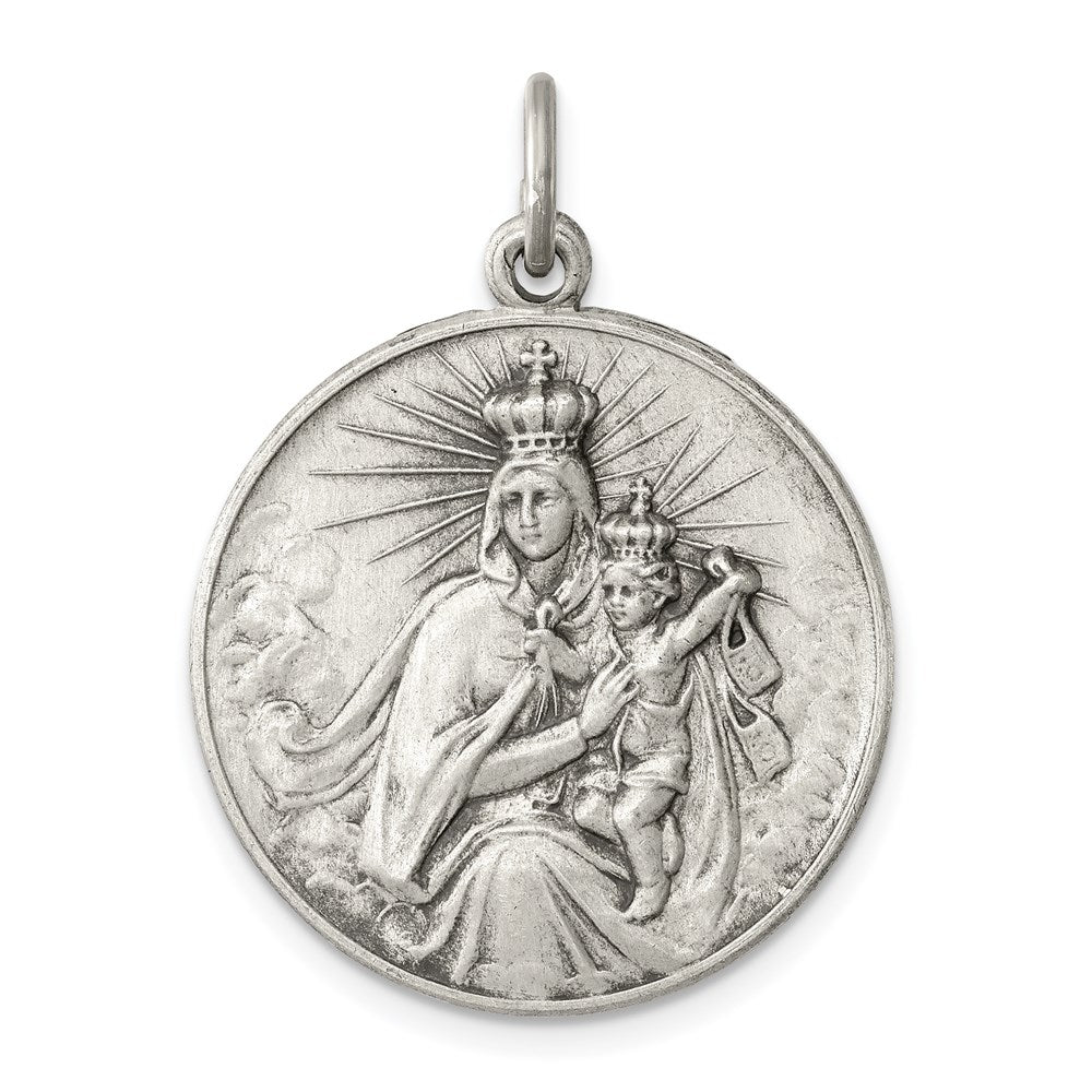 Sterling Silver Antiqued Our Lady of the Holy Scapular Medal QC5595