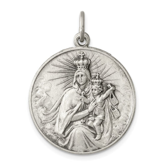 Sterling Silver Antiqued Our Lady of the Holy Scapular Medal QC5595