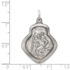 Sterling Silver Antiqued Saint Christopher Medal QC5600