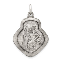 Sterling Silver Antiqued Saint Christopher Medal QC5600