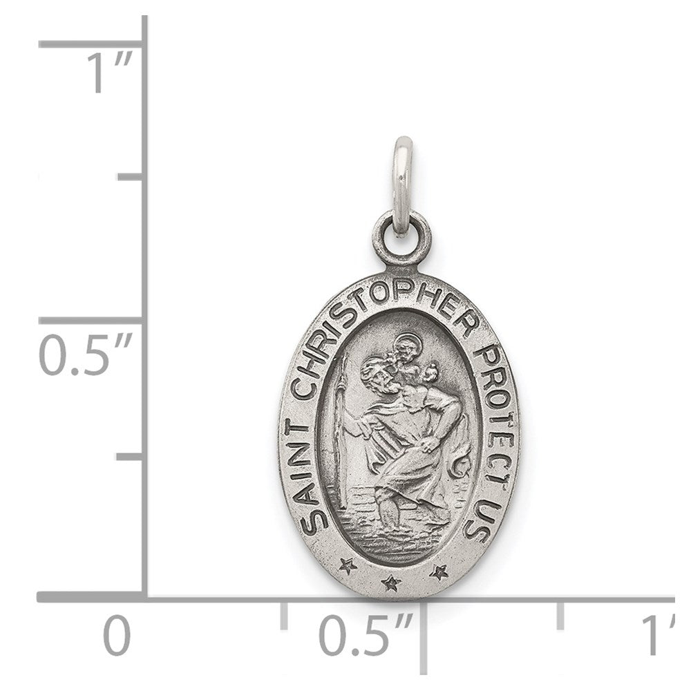Sterling Silver Antiqued Saint Christopher Medal QC5601