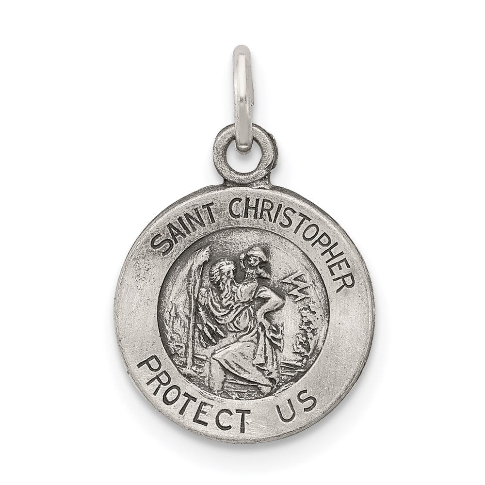 Sterling Silver Antiqued Saint Christopher Medal QC5602