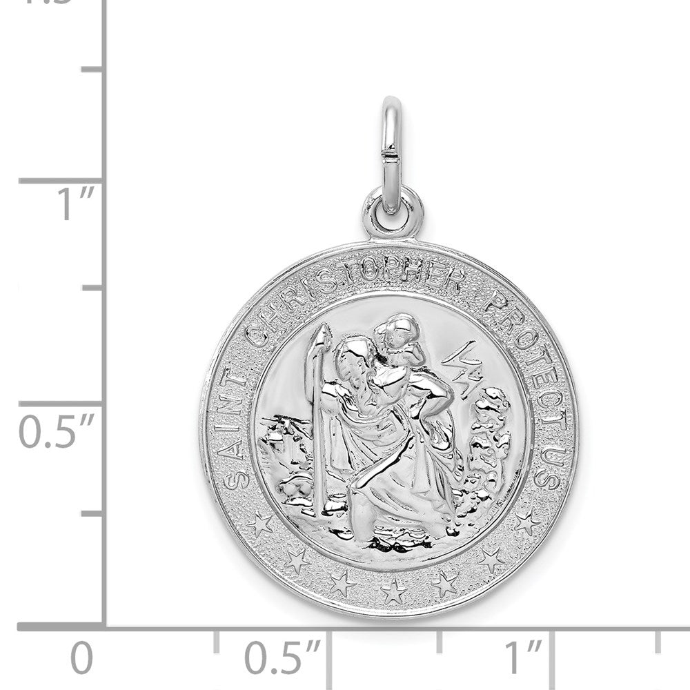 Sterling Silver Rhodium-plated Saint Christopher Medal QC5605