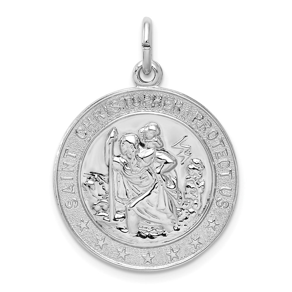 Sterling Silver Rhodium-plated Saint Christopher Medal QC5605