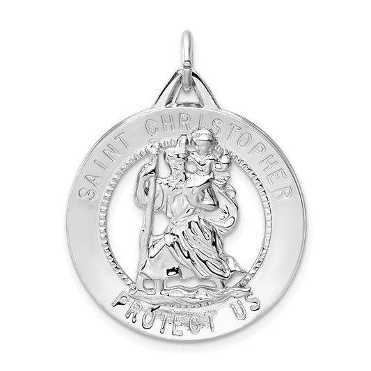 Sterling Silver Rhodium-plated St. Christopher Medal QC5607