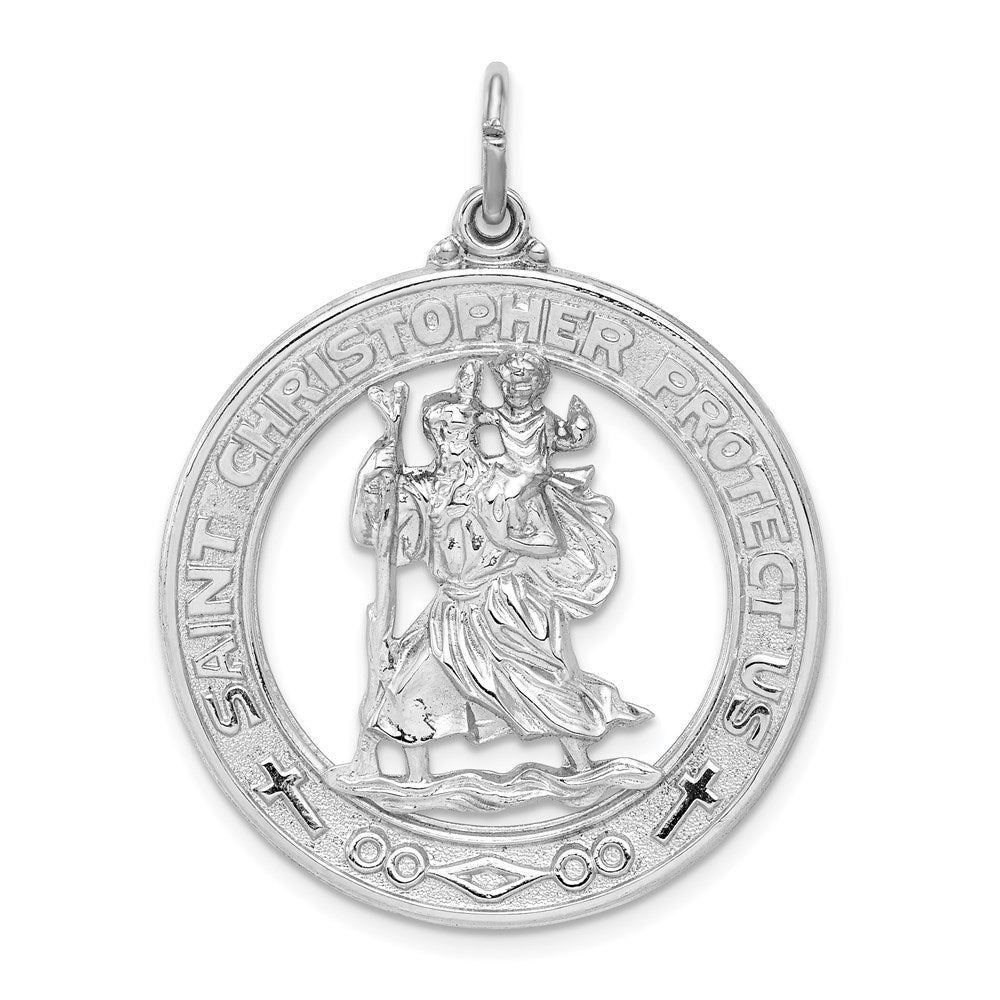 Sterling Silver Rhodium-plated Saint Christopher Medal QC5608