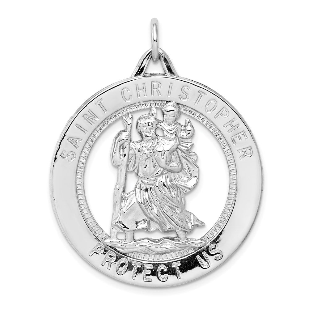 Sterling Silver Rhodium-plated Saint Christopher Medal QC5609