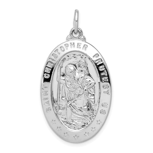 Sterling Silver Rhodium-plated Saint Christopher Medal QC5620