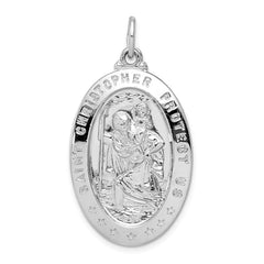Sterling Silver Rhodium-plated Saint Christopher Medal QC5620