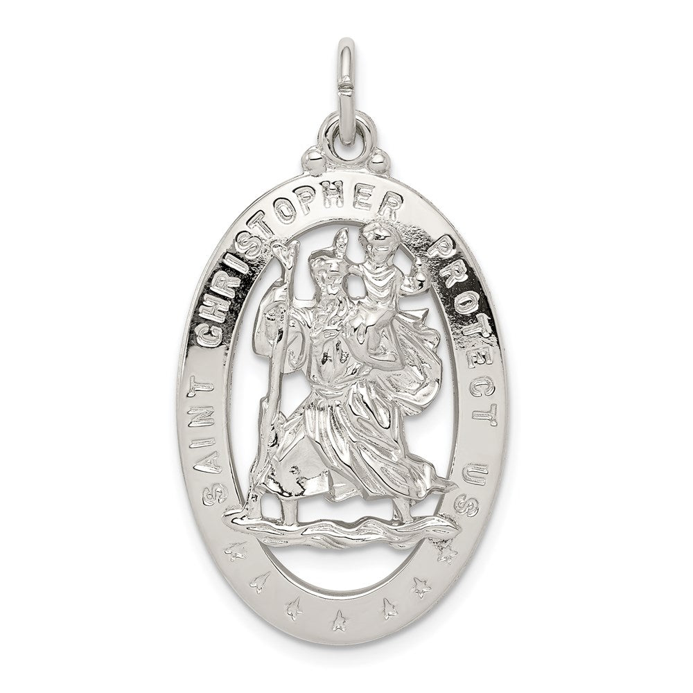 Sterling Silver Rhodium-plated Saint Christopher Medal QC5621