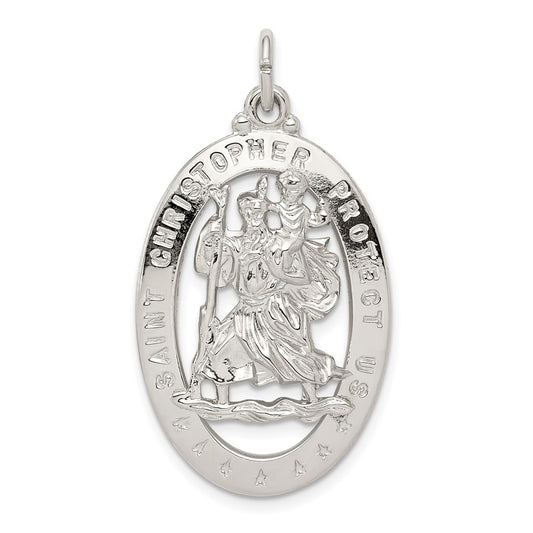 Sterling Silver Rhodium-plated Saint Christopher Medal QC5621