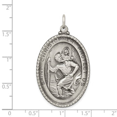 Sterling Silver Antiqued Saint Christopher Medal QC5622
