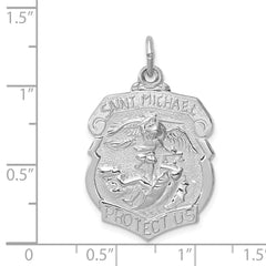 Sterling Silver Rhodium-plated Saint Michael Badge Medal QC5624