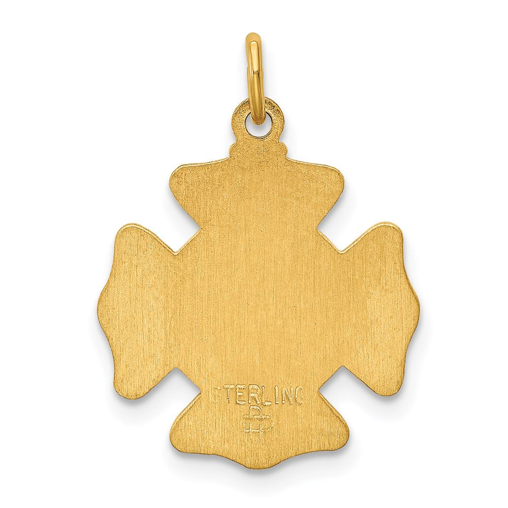 24k Gold-plated Sterling Silver Saint Florian Fireman's Badge Medal QC5665