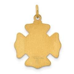 24k Gold-plated Sterling Silver Saint Florian Fireman's Badge Medal QC5665