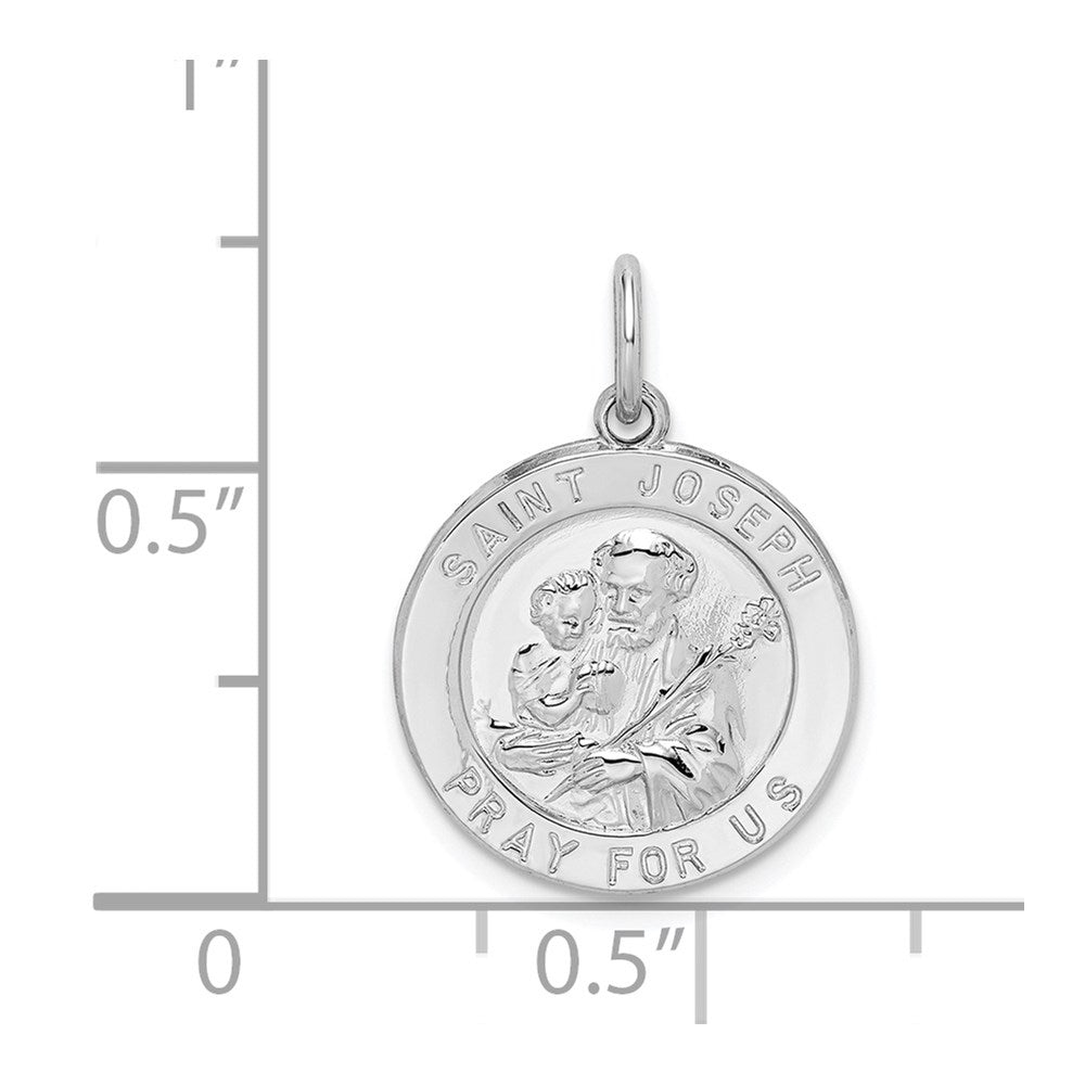 Sterling Silver Rhodium-plated Saint Joseph Medal QC5681