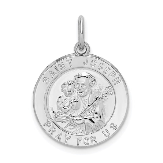 Sterling Silver Rhodium-plated Saint Joseph Medal QC5681