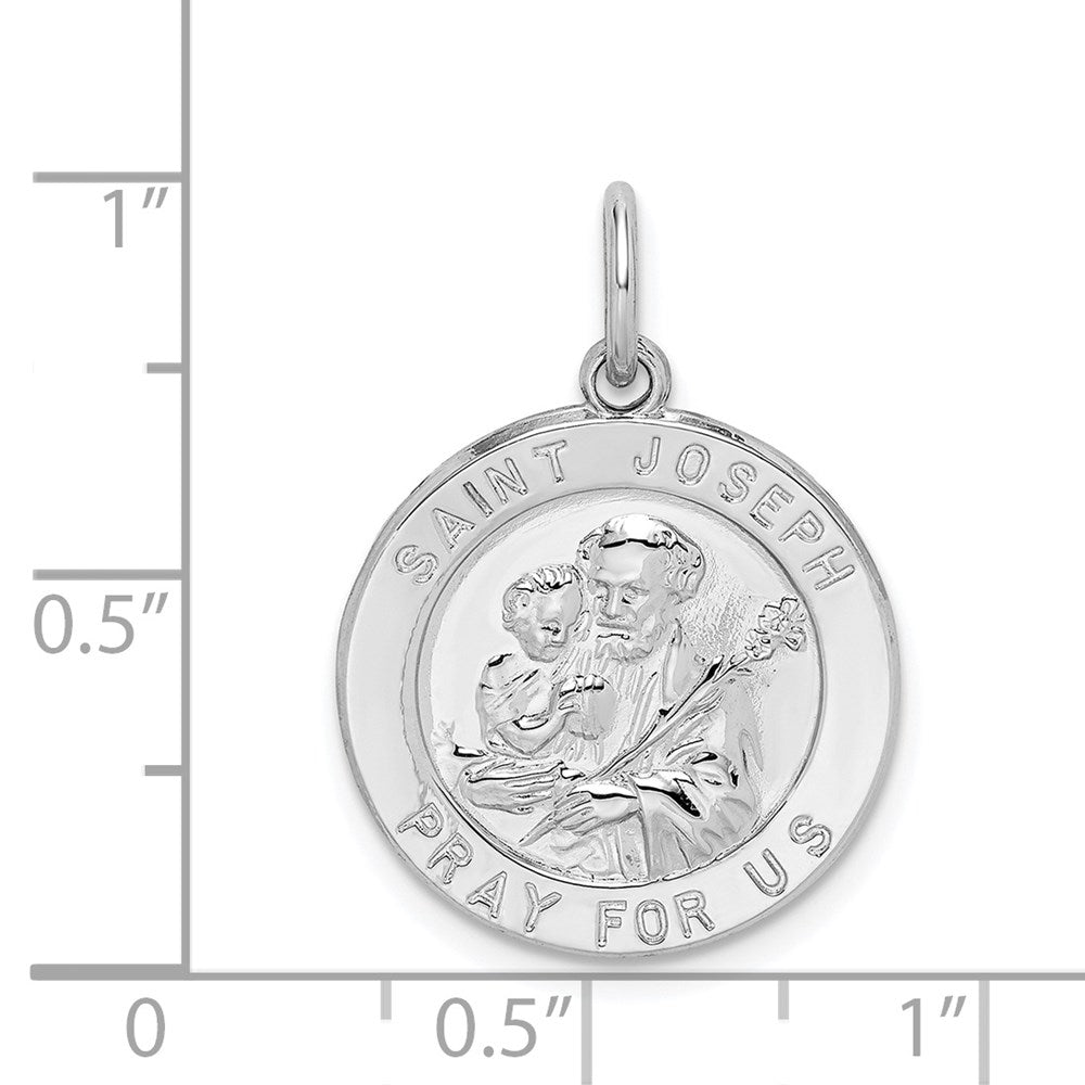 Sterling Silver Rhodium-plated Saint Joseph Medal QC5682