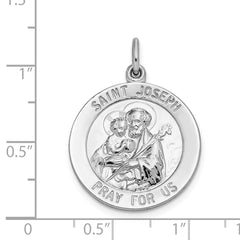 Sterling Silver Rhodium-plated Saint Joseph Medal QC5683