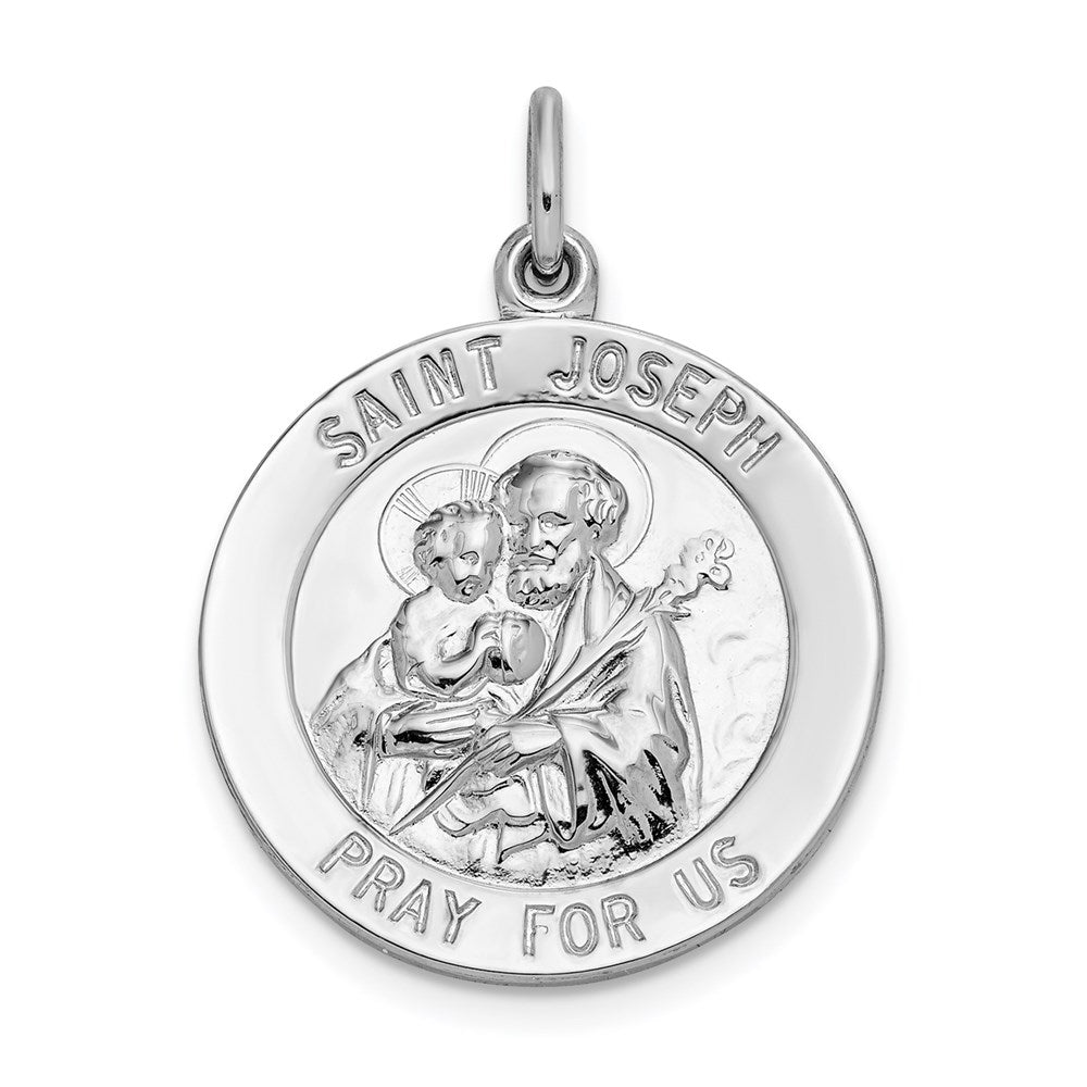 Sterling Silver Rhodium-plated Saint Joseph Medal QC5683