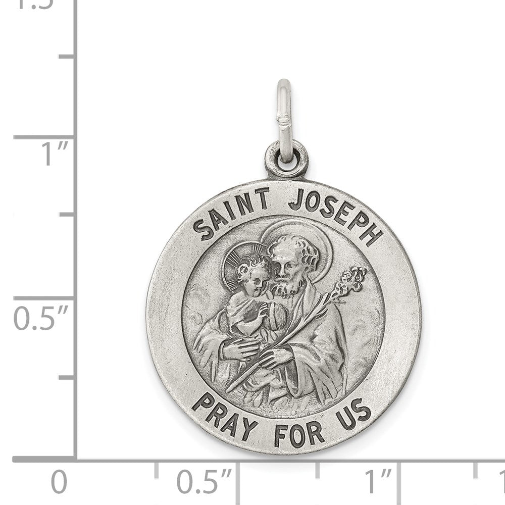 Sterling Silver Antiqued Saint Joseph Medal QC5685