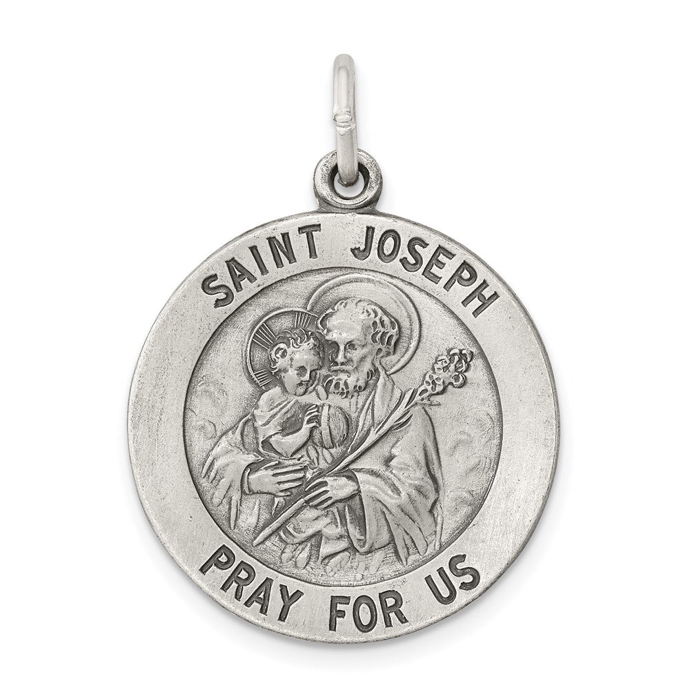 Sterling Silver Antiqued Saint Joseph Medal QC5685