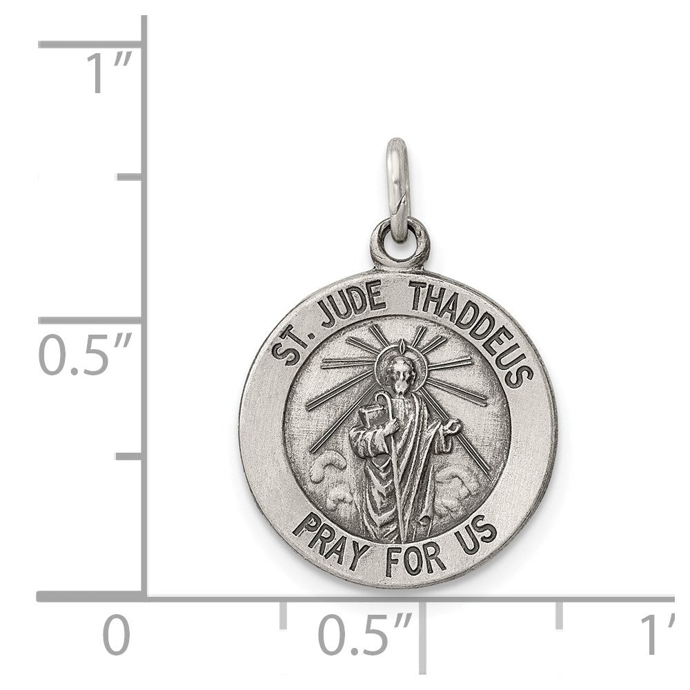 Sterling Silver Antiqued Saint Jude Thaddeus Medal QC5689