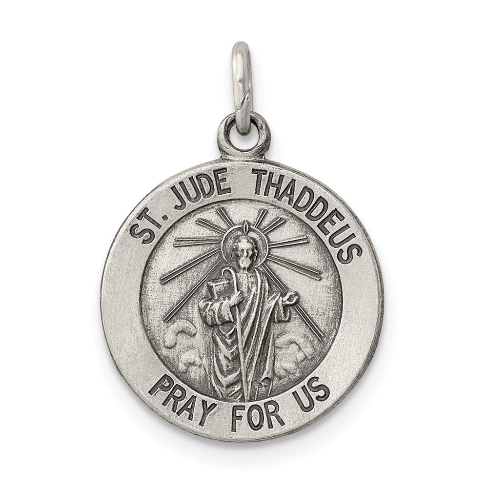 Sterling Silver Antiqued Saint Jude Thaddeus Medal QC5689