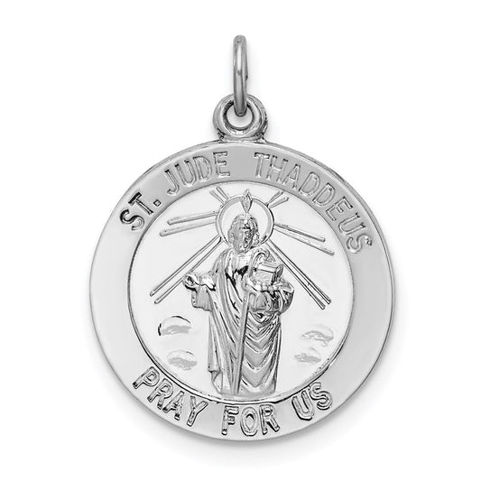 Sterling Silver Rhodium-plated Saint Jude Thaddeus Medal QC5690