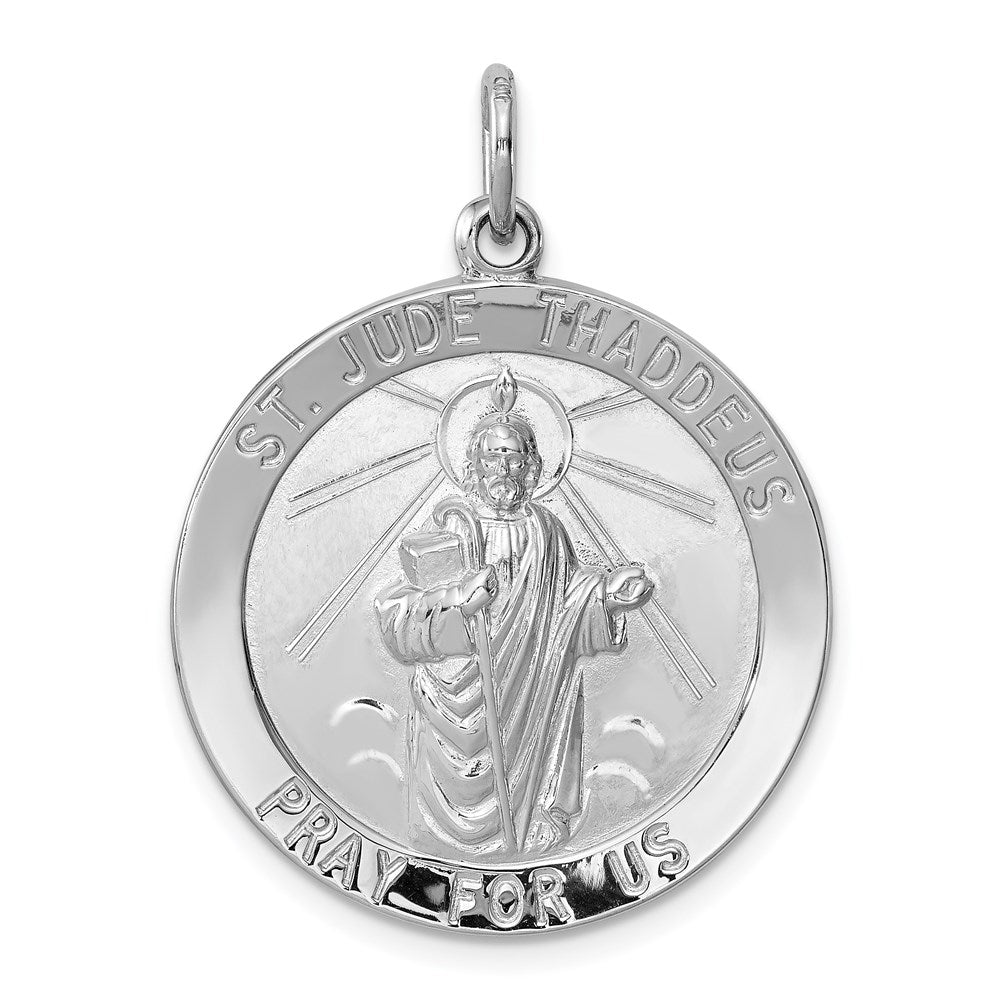Sterling Silver Rhodium-plated Saint Jude Thaddeus Medal QC5691