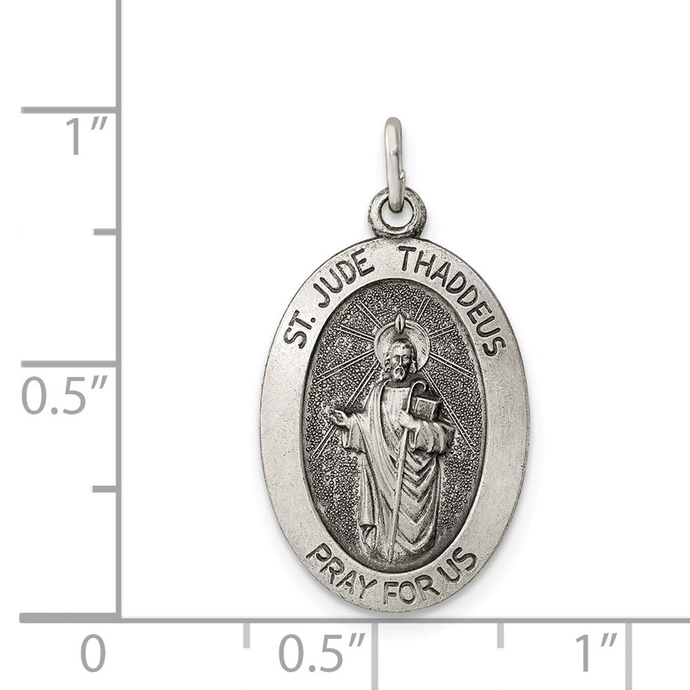 Sterling Silver Antiqued Saint Jude Thaddeus Medal QC5692