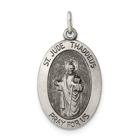 Sterling Silver Antiqued Saint Jude Thaddeus Medal QC5692