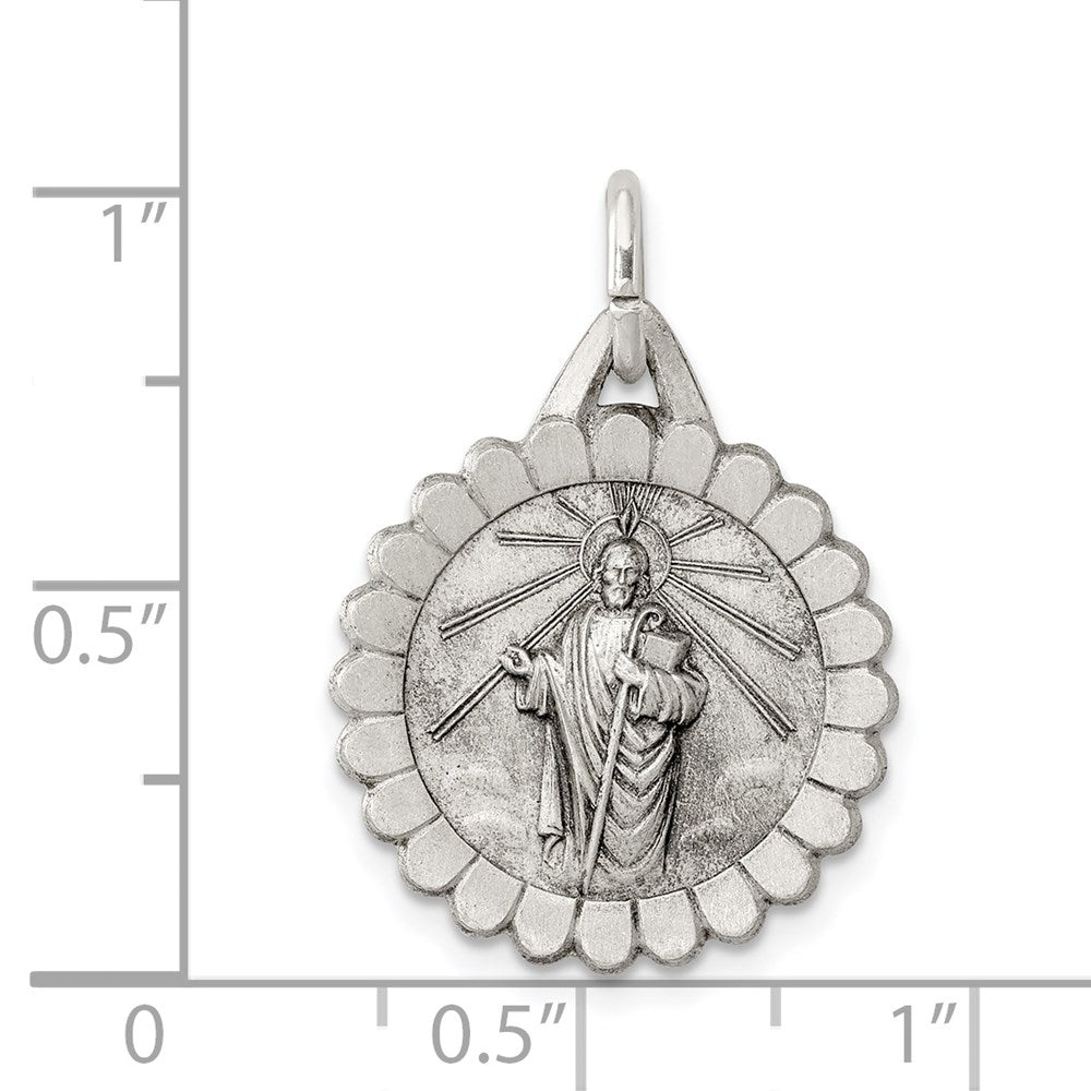 Sterling Silver Antiqued Saint Jude Thaddeus Medal QC5693