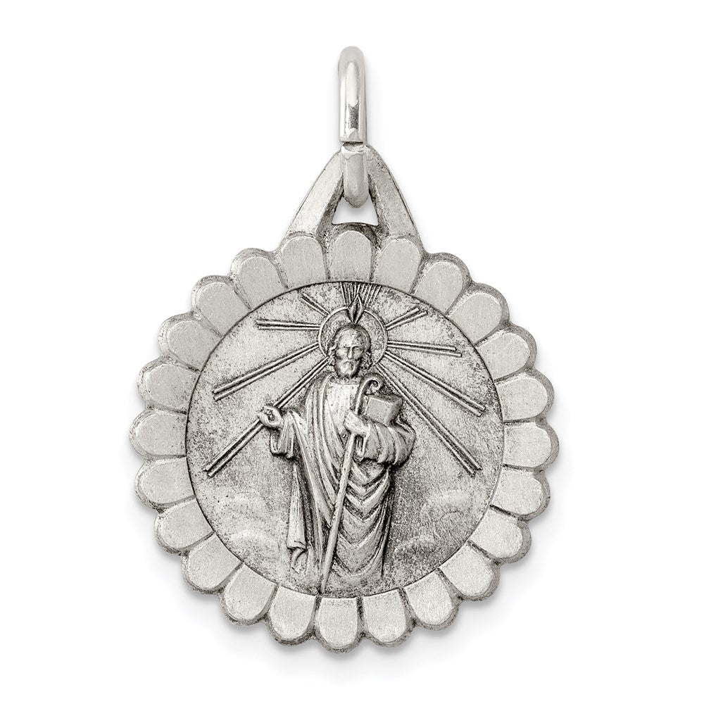 Sterling Silver Antiqued Saint Jude Thaddeus Medal QC5693